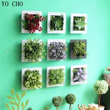 YO CHO 3D ручной работы искусственное суккулентное растение деревянная фоторамка настенная подвесная имитация искусственных цветов домашний Декор Гостиная