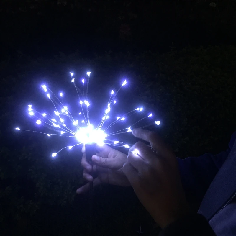 Солнечный фейерверк Новинка Праздничная Светодиодная лампа строка с Light-control водостойкий открытый лампа для освещения газона для сада