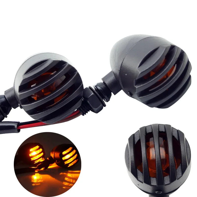 

4x black vintage CAFE RACER ROADSTER SUPERLOW IRON 883 bullet steel housing motorcycle turn signal indicator light amber light