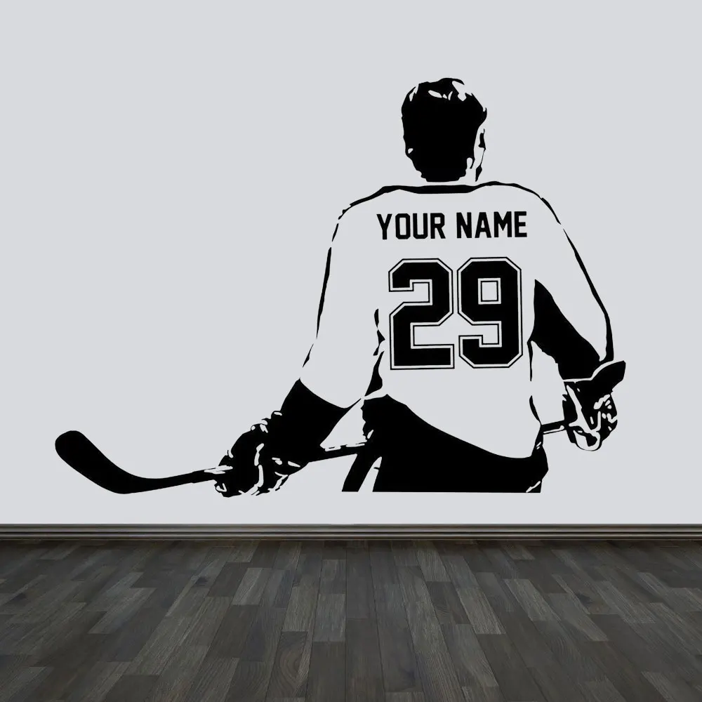 

Personalized Team Name And Number Hockey Decal Play Vinyl Wall Sticker Home Deocr For Boys Room Teens Bedroom Custom 3Y31