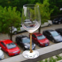 Хрустальный свадебный Набор Винных Бокалов с настоящей золотой фольгой в стебле