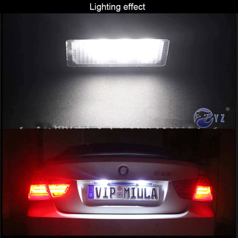 1 Set For BMW E46 4D 1998 2003 License Plate Light Lamp White 18 LED DC 12V Canbus LED Number