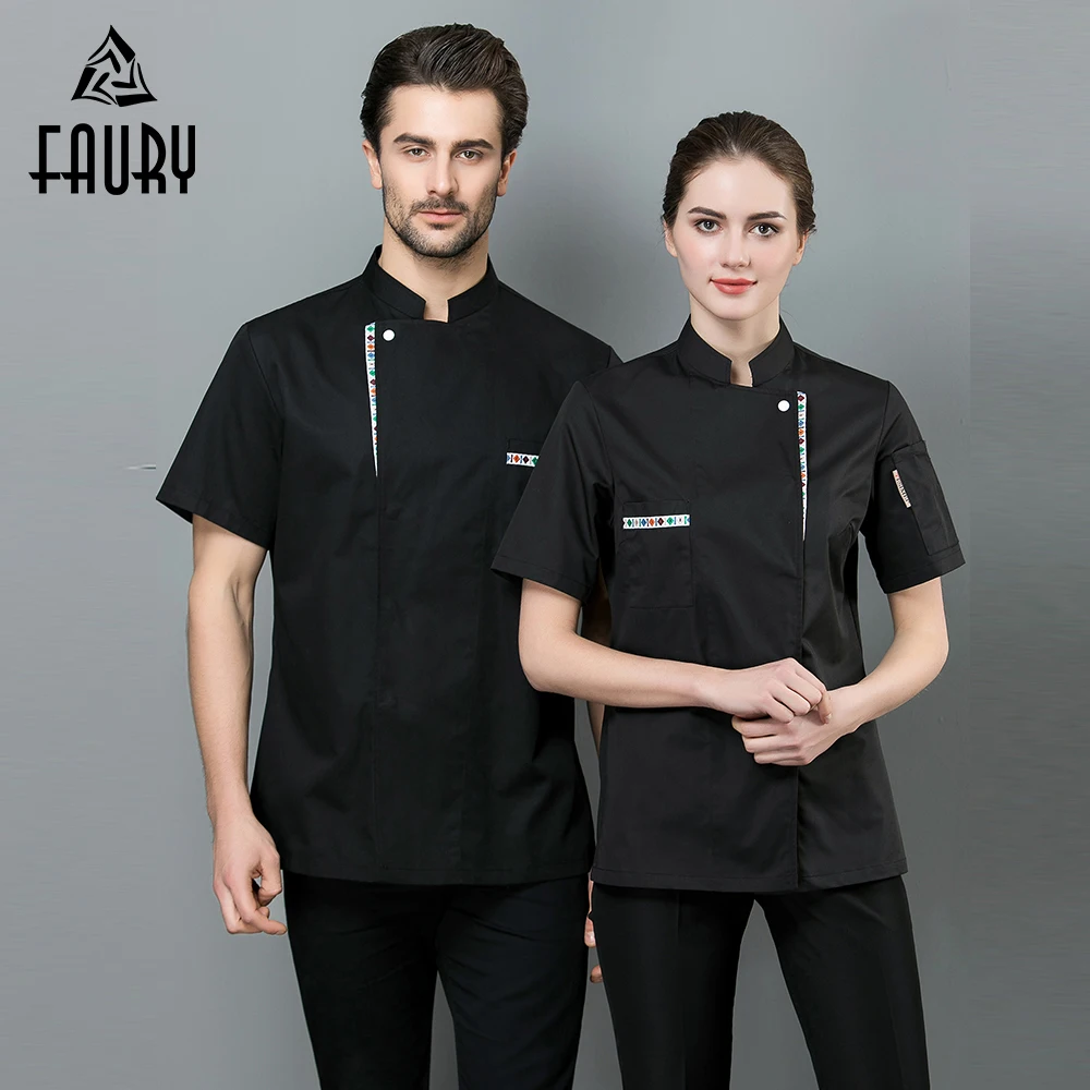 

2019 High Quality Chef Clothes Cook Bakery Costumes Barbershop Cafe Kitchen Restaurant Uniforms Shirts Summer Breathable Tops