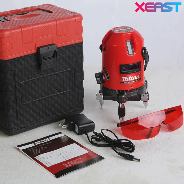 XEAST 5 Lines 6 Points Laser Level 360 Rotary Cross Lazer Line Leveling with tilt function