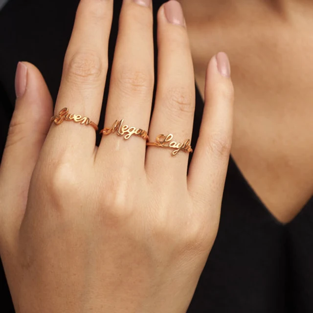 Dainty Any Custom Name Ring Personalized Handwriting Signature Rings Customized Dainty Any Custom Name Ring Personalized Handwriting Signature Rings Customized