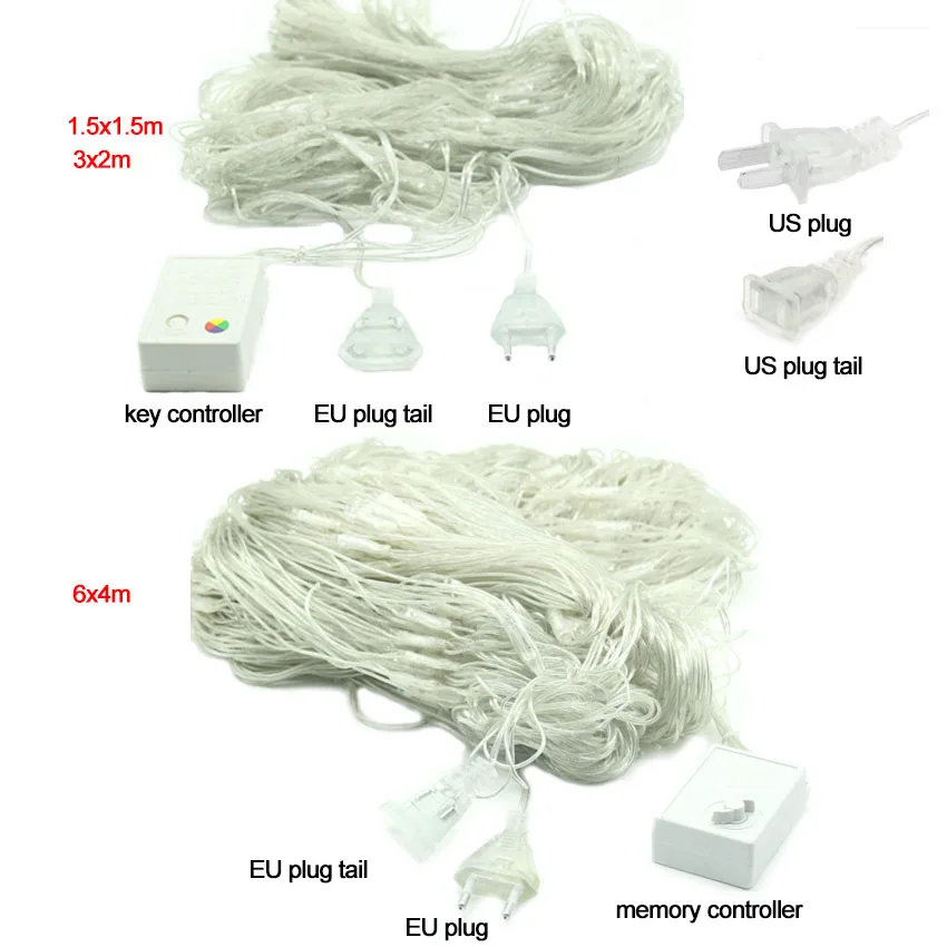 Светодиодный чистая светильник 3 м х 2 м 6x4 светодиодный сетка Фея светильник Рождество 110/220V вечерние свадебные год гирлянда на открытом воздухе украшения сада