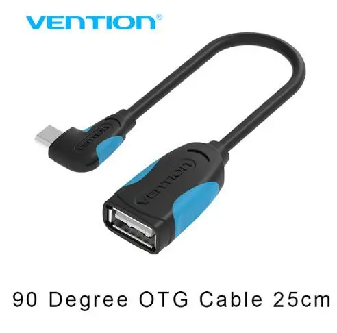 Vention 90 градусов Micro USB OTG кабель адаптер для Xiaomi Redmi Note 5 Micro USB разъем для samsung S6 планшет Android USB 2,0 - Цвет: VAS-A07-B025-T