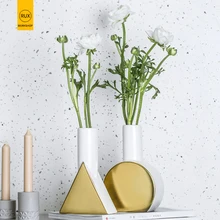 Скандинавские простые геометрические ваза для украшения интерьера современная мода вазы золотистого цвета для цветов Свадебные фарфоровые коридор Decorati