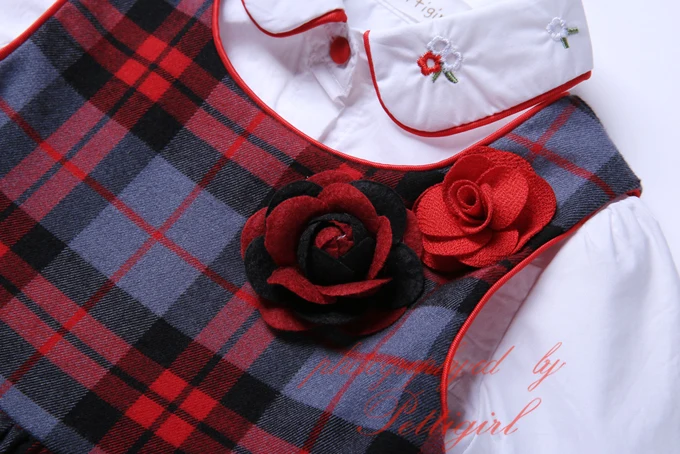 Pettigirl nieuwe engeland stijl meisje kleding set lange mouw