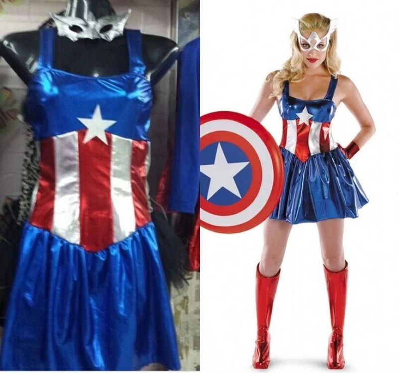 New Superhero Captain America Superwoman Costume Halloween Party Cosplay Un...