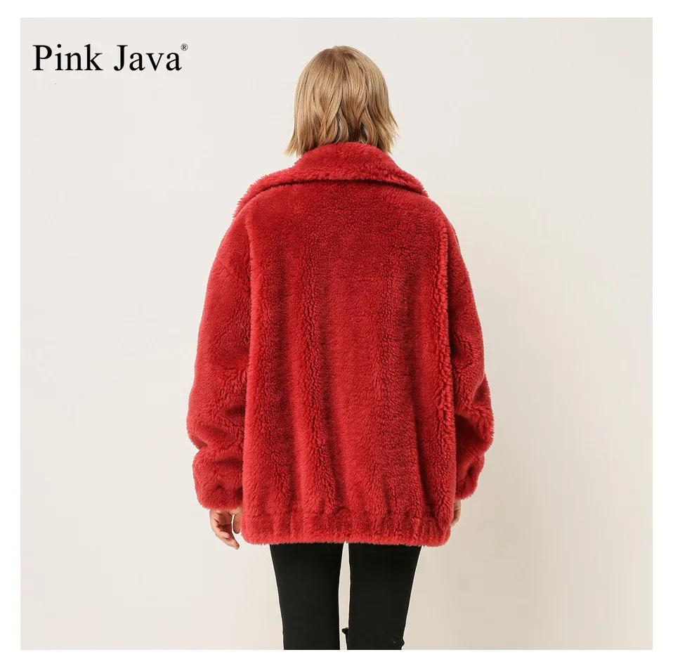 Flash Deal PINK JAVA QC1867 new arrival free shipping real sheep fur coat  camel teddy coat over size winter women coat  dress fashion warm 9