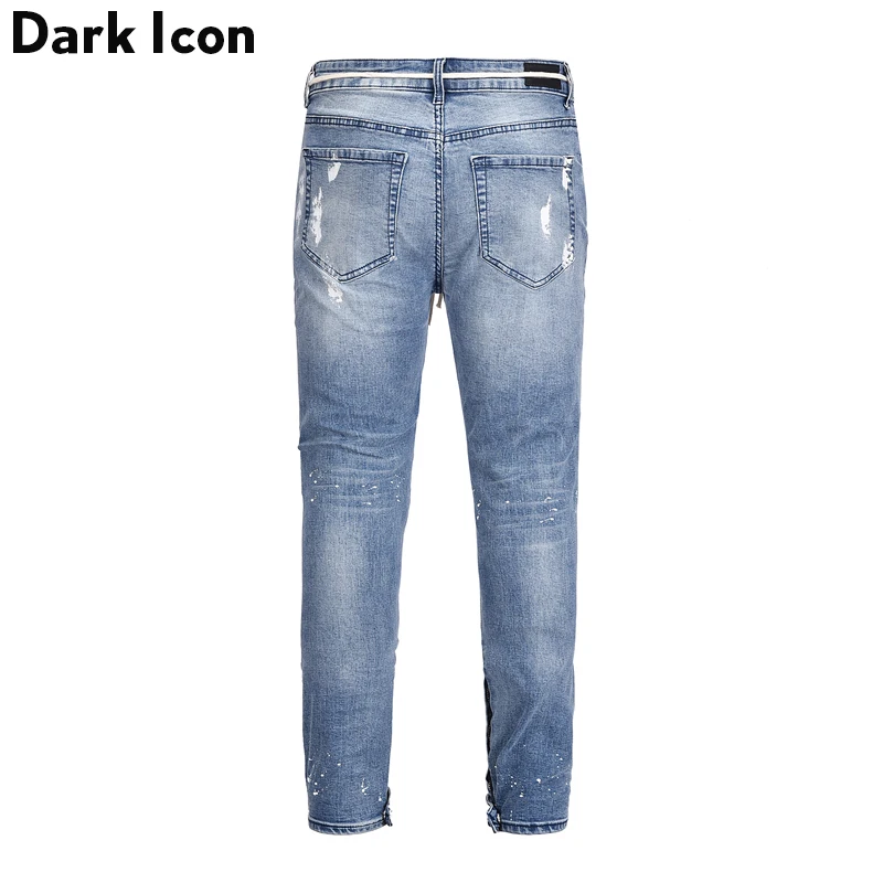 DARK ICON Coating Ripped Regular Style Men's Jeans 2019 Hi-end Fashion Jeans Men Denim Pants Man Plus String
