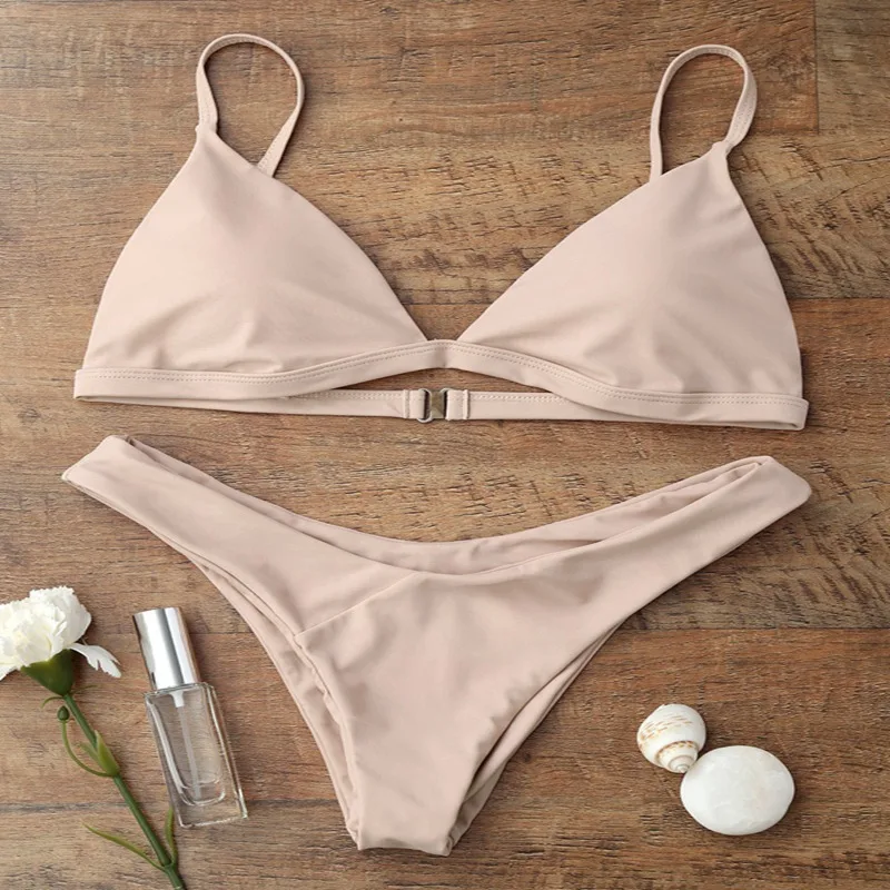 

New Summer Sexy Women Bikini Set Bandage Push Up Padded Bra Solid Concise Swimwear Swimsuit Bathing Beachwear