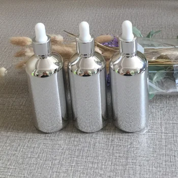 

50pieces/lot 100ml High temperature silver plated dropper bottle,dropper container,essential oil bottle,glass bottle