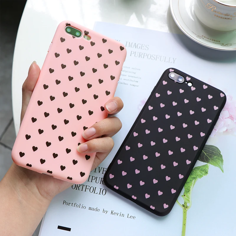 

Love Heart Cover For iPhone XR 7 Plus 8 X Candy Color Silicone Phone Case For iPhone 6 6s Plus Xs Max 7plus TPU Matte Back Cover