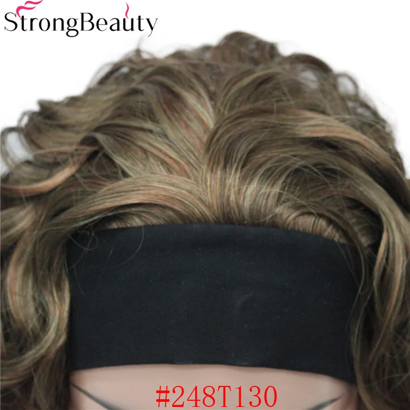 5985 #248T130 new 34 wig with headband Black Brown Copper mix curly women`s 20 synthetic wig (5)