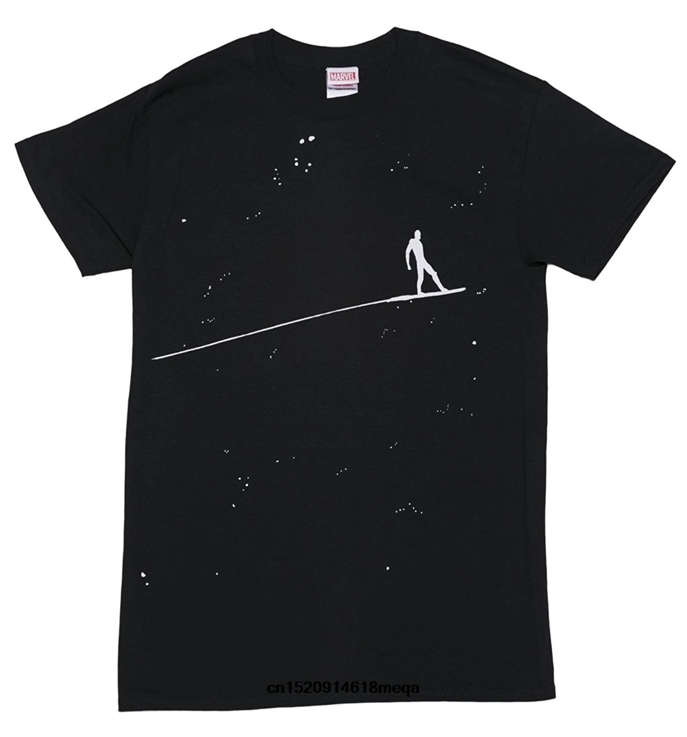 

t shirt Mens Black Marvel Silver Surfer T Shirt Short Sleeve Casual T-Shirts Tops