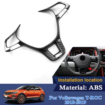 

QCBXYYXH ABS Car Styling For Volkswagen T-ROC 2018 Steering Wheel Sequins Interior decorative frame Cover Internal Accessories