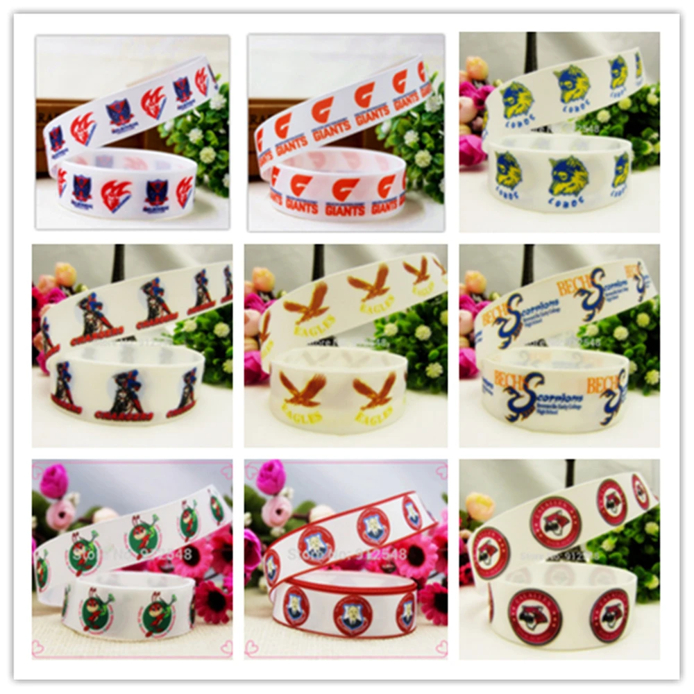 

YJHSMY 15101705,25mm 10 yard Cartoon Team logo Series printed grosgrain ribbon, DIY accessories handmade materials.