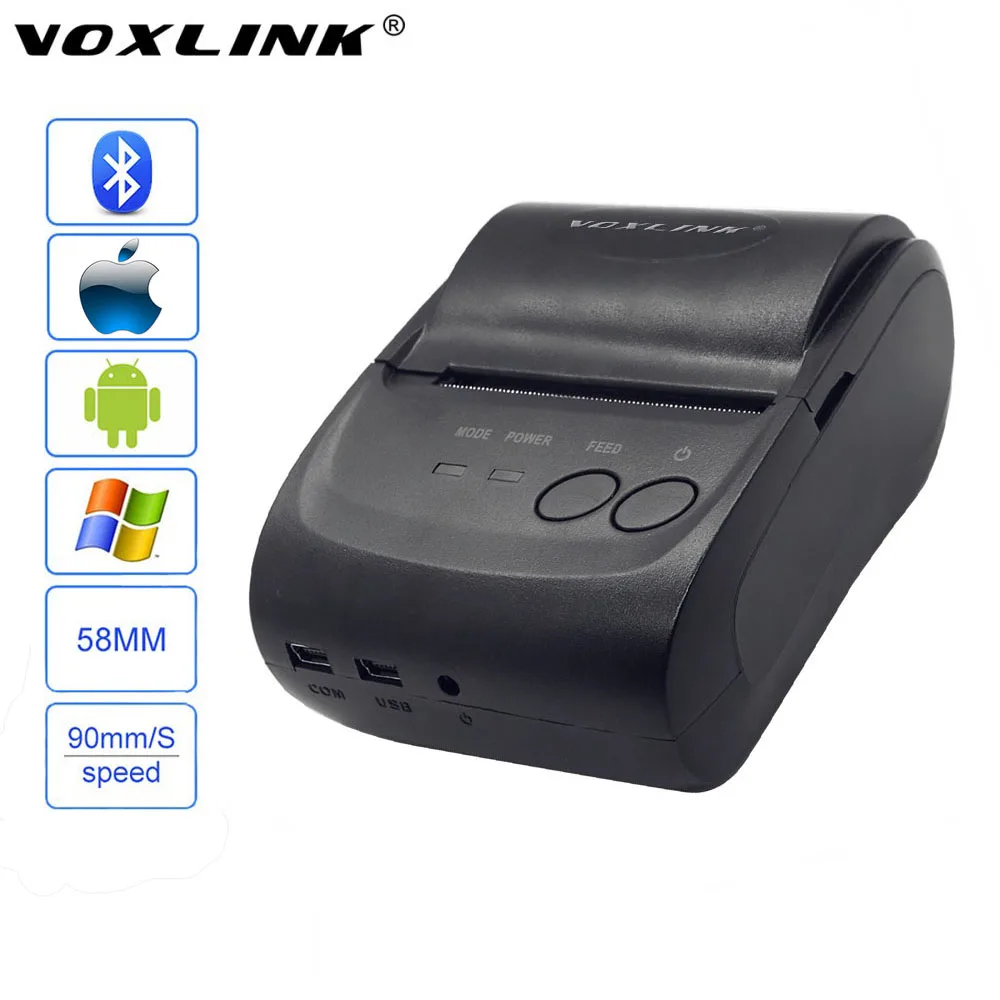 

VOXLINK Serial USB Port 58mm Mini Bluetooth Thermal Receipt Printer for IOS Android Windows Smartphone for iPhone iPad Samsung