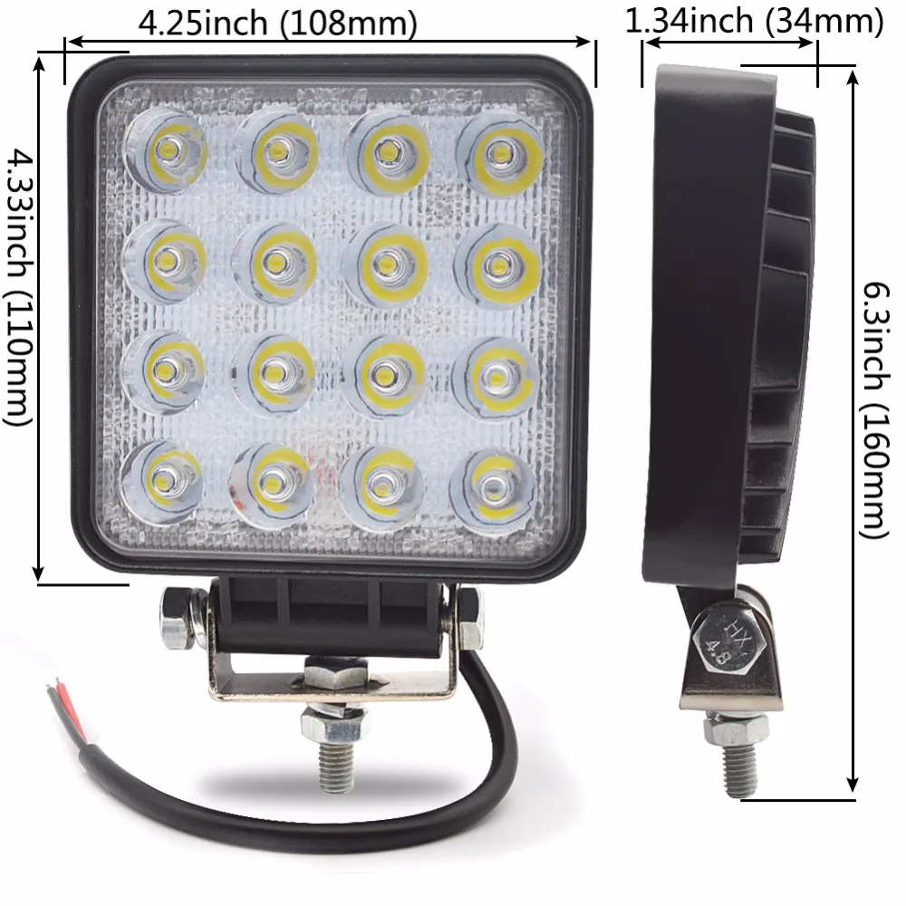 20шт 4''led 48 Вт Рабочий светильник Точечный прожектор 24 в 12 В светодиодный рабочий светильник 48 Вт дальняя фара дальнего света внедорожный светодиодный рабочий светильник 12 В