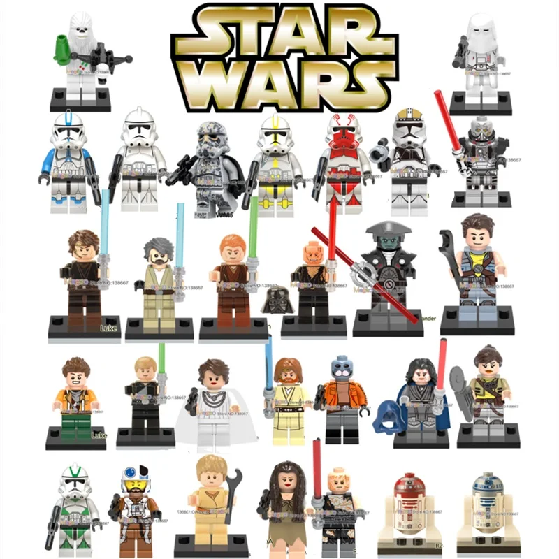 

Jedi Luke Leia Han Solo Anakin Darth Vader Yoda Jar Jar Snowtrooper Model Building Blocks Toys s Bricks