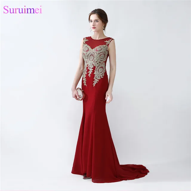Gold Embroidered Prom Dress
