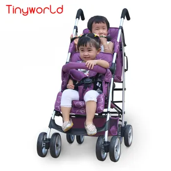 Cochecito para gemelos portátil, carrito plegable para niños con techo solar, cochecito de bebé ligero, triciclo Tandem doble para niños