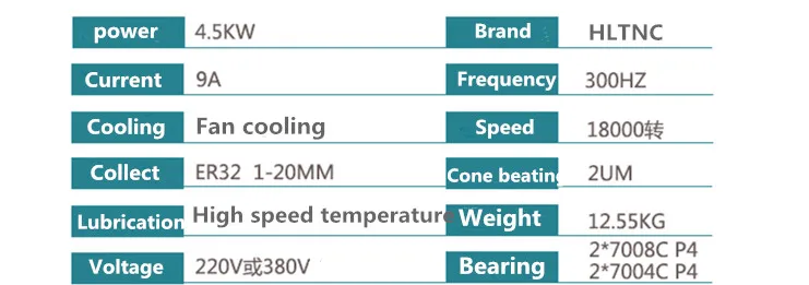 4.5KW ER32 AC 380 V 4 подшипники с воздушным охлаждением мотор шпинделя и 5.5kw AC380VVFD инвертор и ER32 сбора