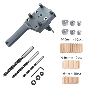 

6 8 10mm Wood Woodworking Dowel Jig HSS Drill Bits Woodworking Jig ABS Plastic pocket hole jig Drill Guide Tool For Carpentry
