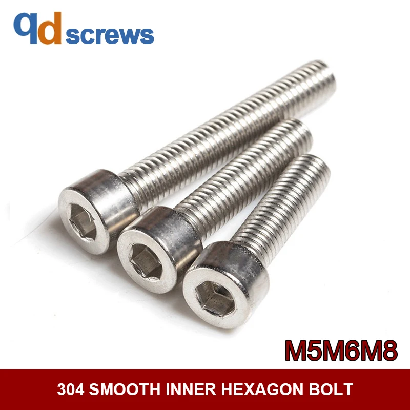 

304 M5M6M8 Hexagonsocketcapscrews smooth inner hexagon stainless steel inner hexagon Bolt GB70.1 DIN912 ISO 4762 JIS B 1176.1