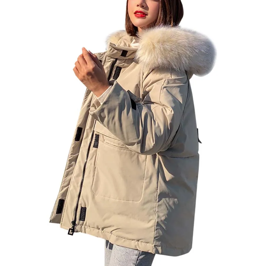 

Women Winter Clothes 2019 Large Fur Collar Thickened Warm Winter Coat Women Jacket Cotton-Padded Parka Outwear Coats Female