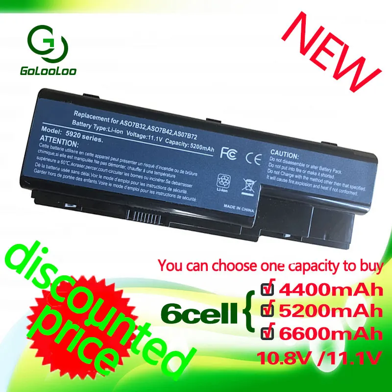 Golooloo 6 cell Батарея для acer Aspire 5230 5520 5530 5235 5330 AS07B71 AS07B72 AS07B32 AS07B42 AS07B31 AS07B41 AS07B52 AS07B61|battery