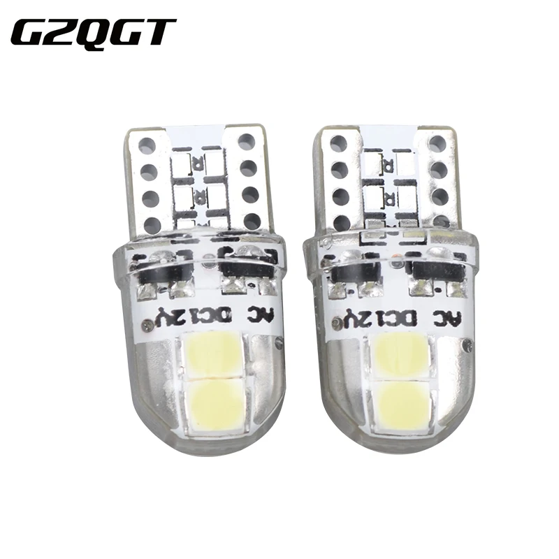100 шт. W5W T10 Автомобильные светодиодные лампы 194 147 3030 4SMD T10 не Полярный силиконовая оболочка Подсветка регистрационного номера карта багажная Лампа Белый, работающего на постоянном токе 12 В