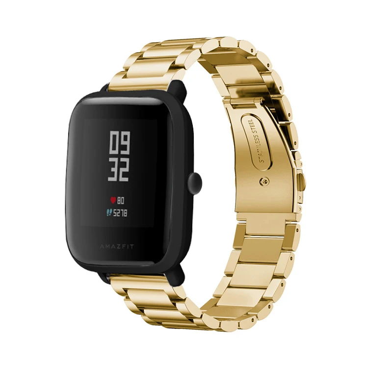 Ремешок для Xiaomi Huami Amazfit Bip Молодежные умные часы 20 мм браслет на запястье для Huami Bip BIT Lite металлический ремешок из нержавеющей стали - Цвет ремешка: gold