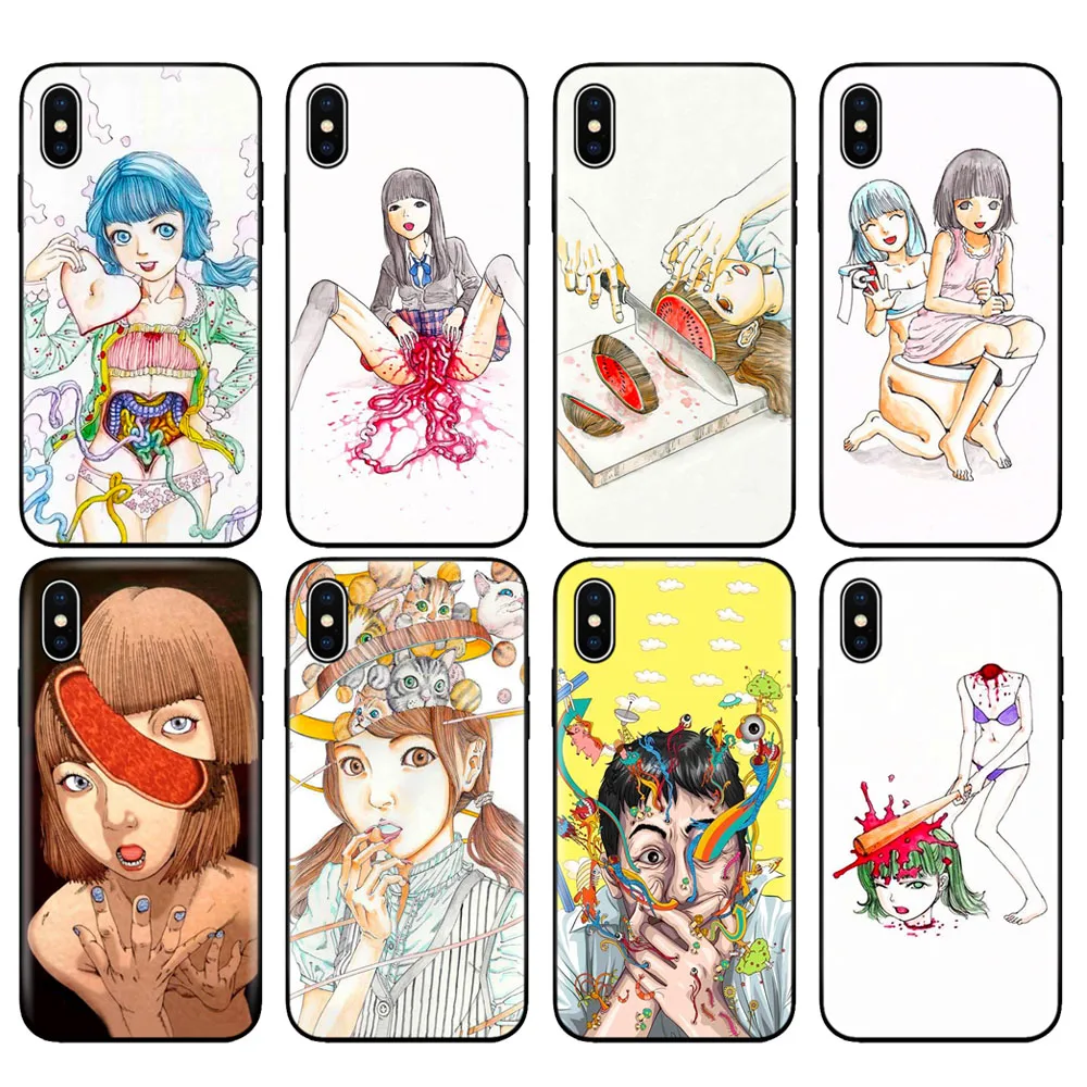 Черный чехол из ТПУ для iphone 5 5s SE 2020 6 6s 7 8 plus x 10 XR XS 11 pro MAX shintaro kago с ужасными