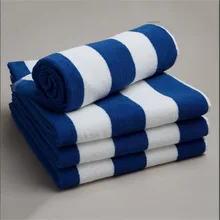 Mediterranean style navy blue and white stripe towel cotton Blue and white striped cotton beach towels green striped towel