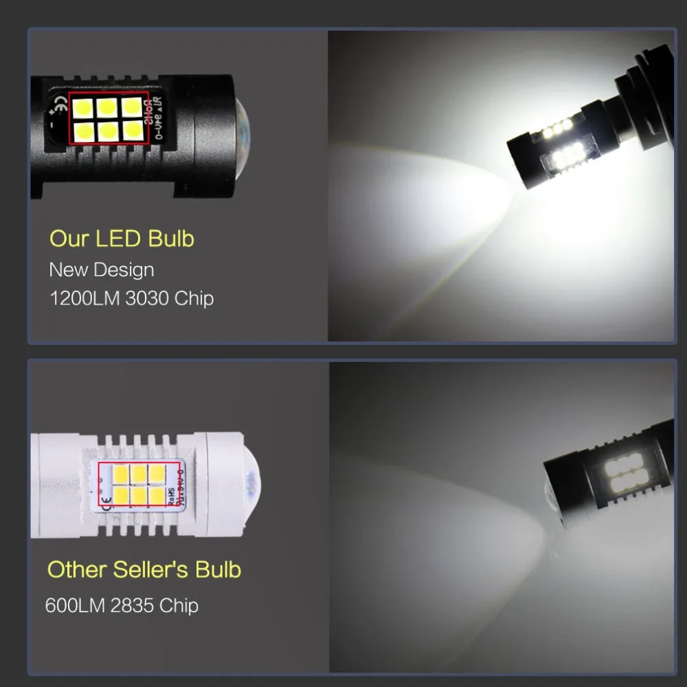 2 шт. автомобильные светодиодные лампы 1200 лм T20 LED W21W WY21W W21/5W Led s 7440 7443 SRCK|Сигнальная