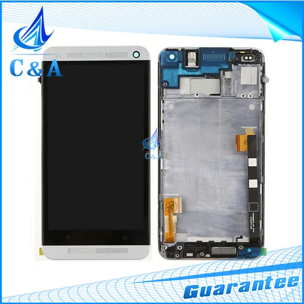 

10 pcs DHL/EMS post black tested new replacement repair parts for HTC one m7 801e lcd display+touch screen digitizer with frame