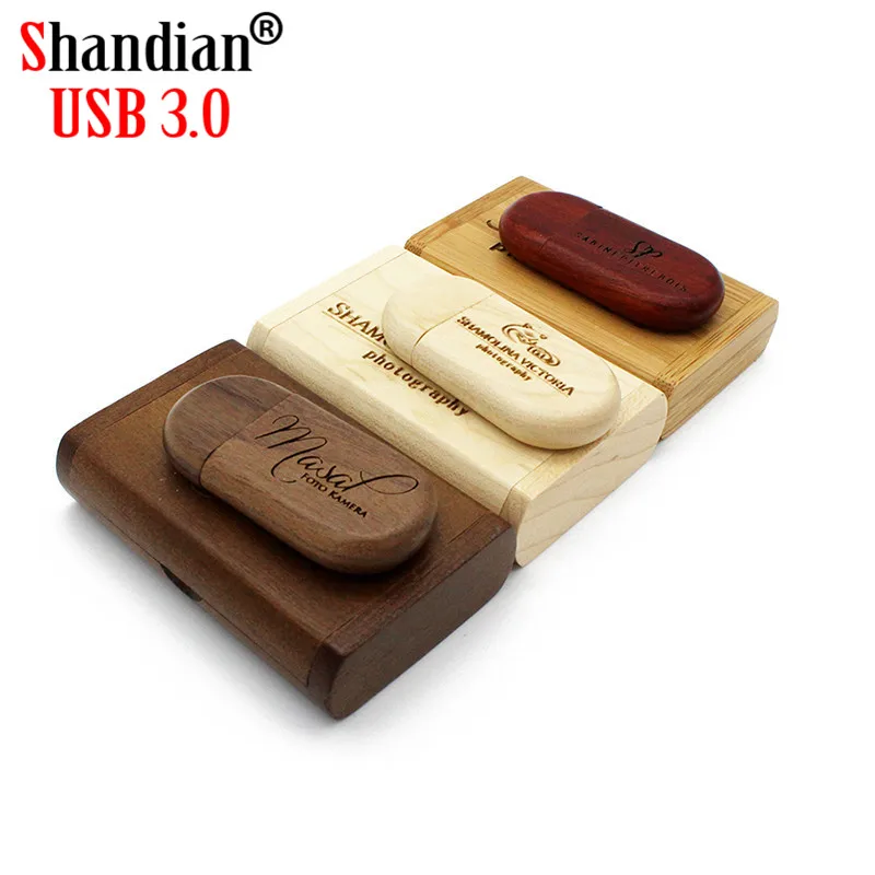 SHANDIAN USB 3,0 индивидуальный логотип деревянный+ коробка персональный флэш-накопитель с логотипом 4 ГБ 16 ГБ 32 ГБ 64 Гб usb флеш-накопитель карта памяти свадебный подарок