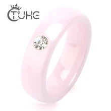 2019 Pink Ceramic Rings For Women Made Of Ceramics Bling CZ Stone Wedding Costume jewelry Wholesale