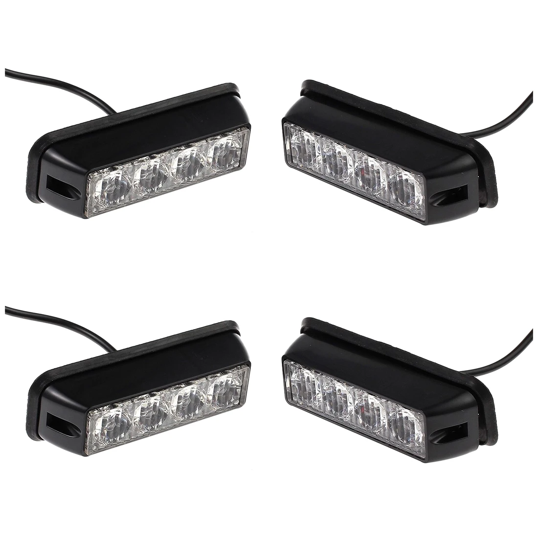 

4x12/24v Black Recovery Strobe 4LED Lights Orange Grill Breakdown Flashing Lamp yellow