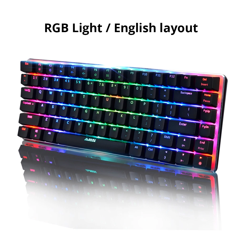  Ajazz AK33 82 keys mechanical keyboard Russian / English layout gaming keyboard RGB backlight blue 