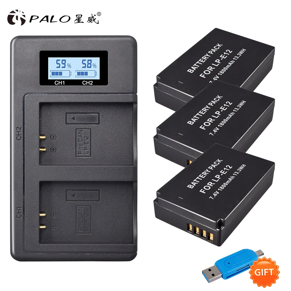 LCD USB Battery Charger For Canon EOSM M10 M50 M100 Rebel SL1 EOS 100D