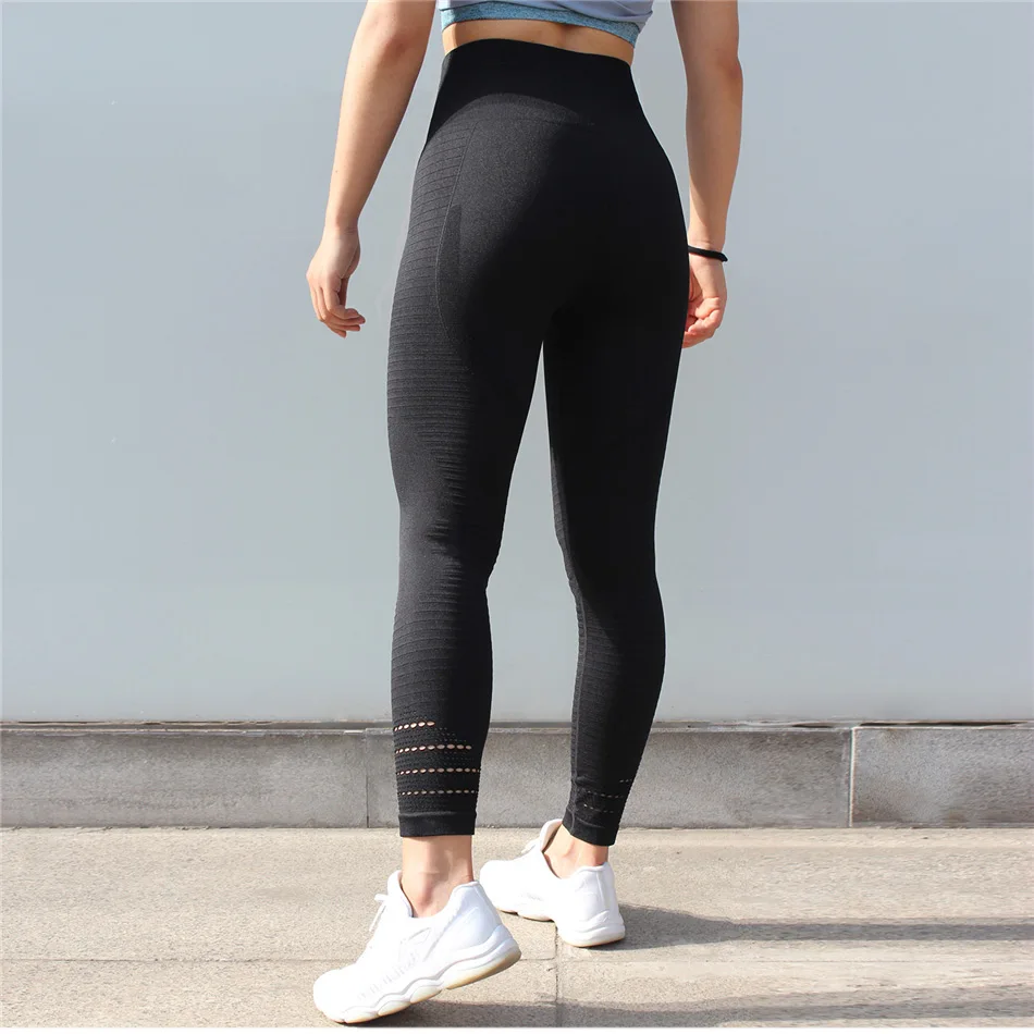 Женские колготки спортивная одежда женские гимнастические легинсы спортивные женские спортивная одежда для энергии бесшовные леггинсы с высокой талией для йоги брюки - Цвет: Black
