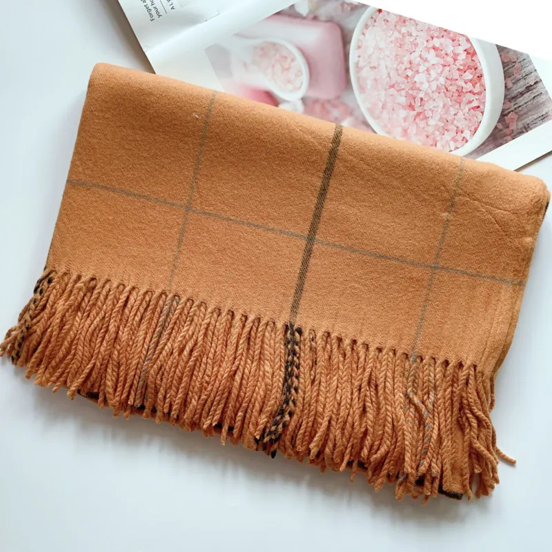 

Oversize Classic Plaid women scarf Cashmere Shawl men scarves wrap Superior quality thickening female bandanna pashmina muffler