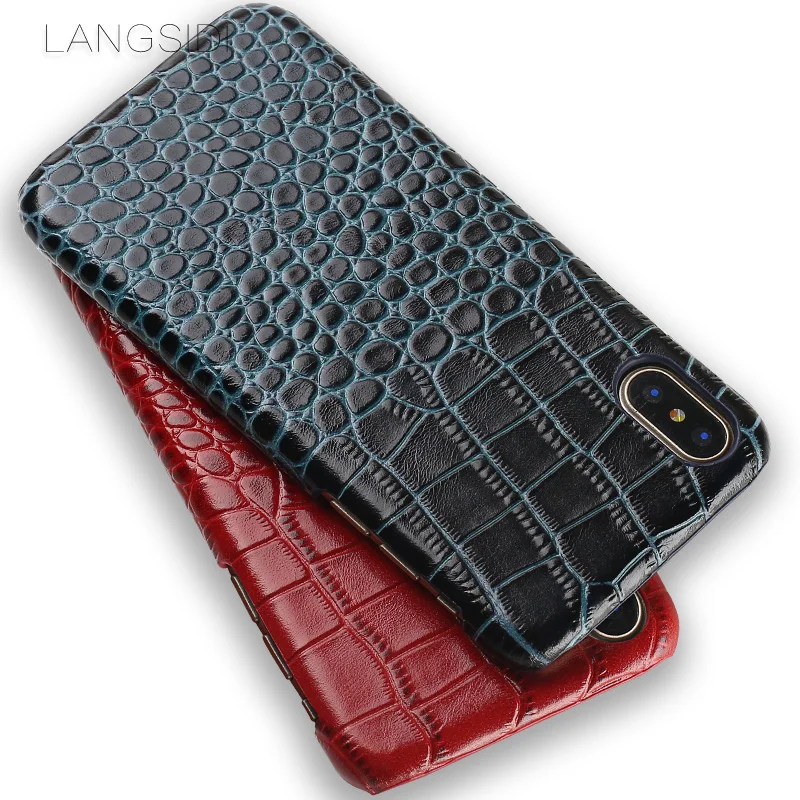 wangcangli mobile phone shell For iPhone 8 case advanced custom crocodile texture Leather Case | Мобильные телефоны и