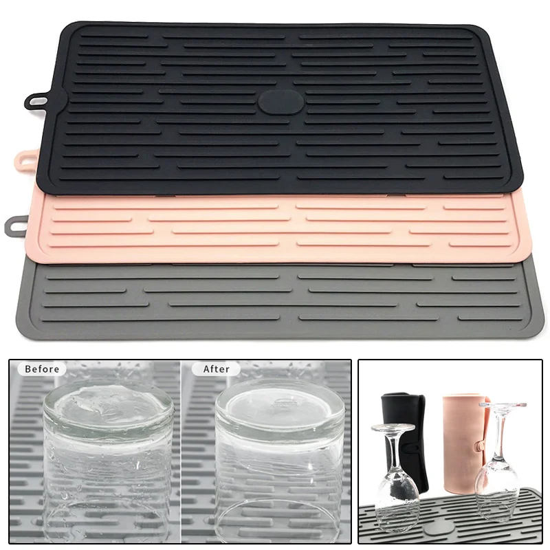 Силиконовый сливной коврик Многофункциональный сушильный коврик складной термостойкий для кухонной посуды@ LS OC15