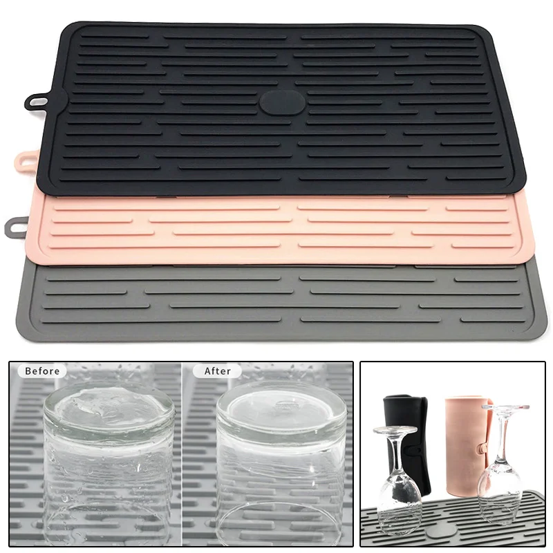 

Silicone Drain Pad Multifunction Drying Mat Foldable Heat Resistant For Tableware Kitchen @LS OC15