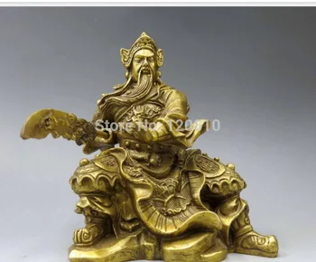 

SCY 5 Chinese Pure Brass Copper Dragon Guan Gong Guan Yu warrior figurine statue